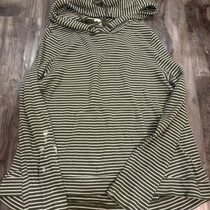 GAP Olive and White Striped Hoodie
